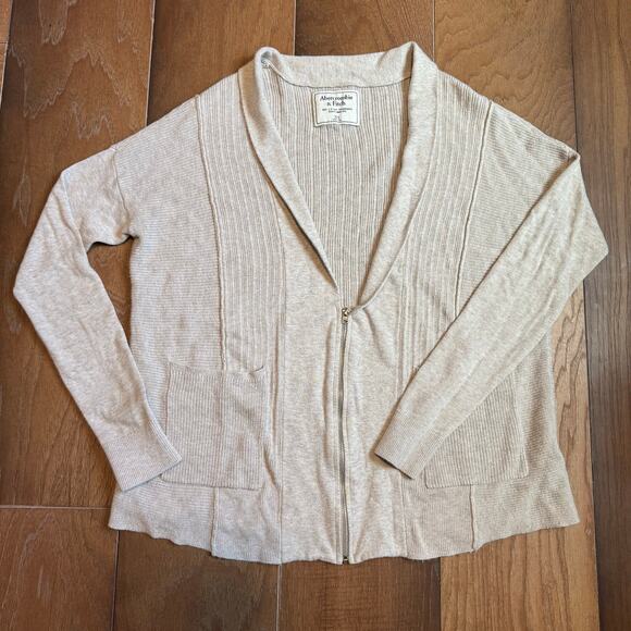 Abercrombie & Fitch Vintage Coatigan Ivory Zip-Up Oversized Size XS - Picture 1 of 4